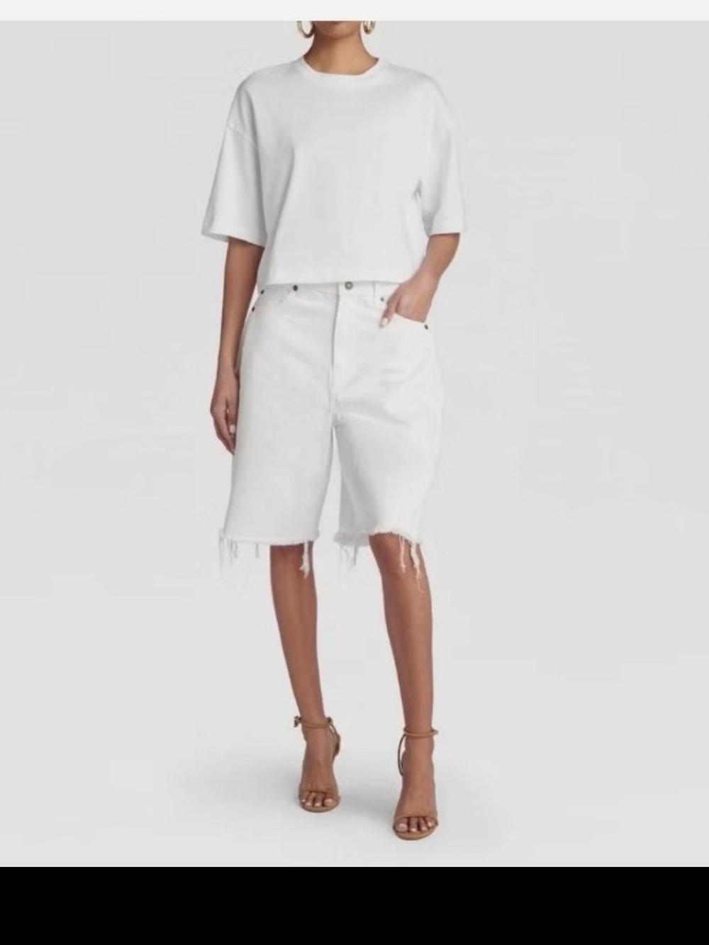KBB by Kahlana low-rise white wide-leg denim shorts Jorts